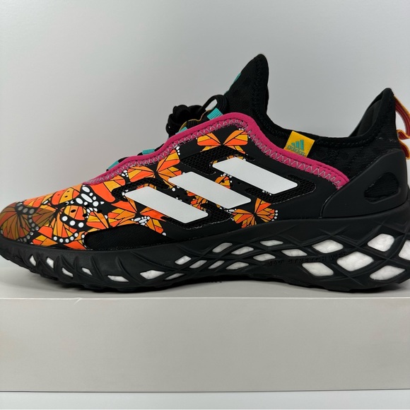 WEB BOOST DAY OF THE DEAD MENS RUNNING SHOE PRIMEKNIT MONARCH BUTTERFLIES ORANGE - Picture 8 of 10